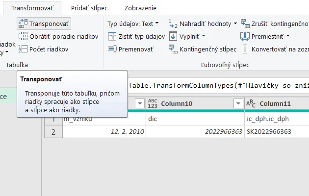 Pripojenie z Excelu k Valida REST API - 1 firma: krok 11