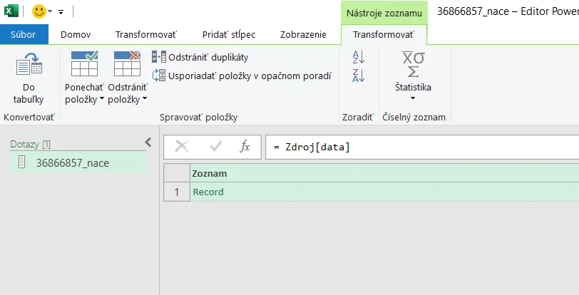 Pripojenie z Excelu k Valida REST API - 1 firma: krok 4.2
