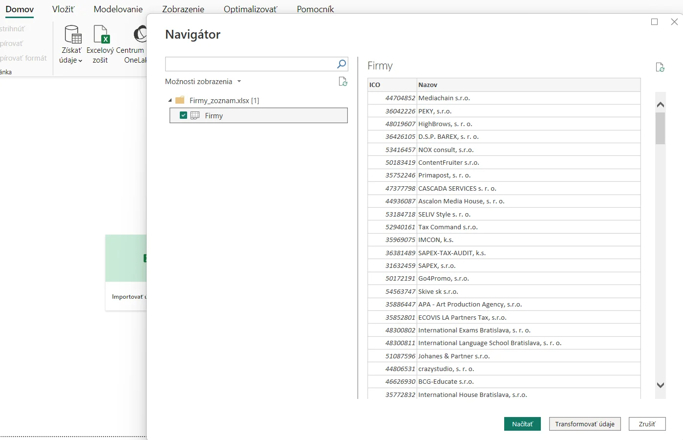 Pripojenie z PowerBI k Valida REST API - viac firiem: krok 1