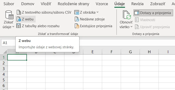 Pripojenie z Excelu k Valida REST API - 1 firma: krok 1