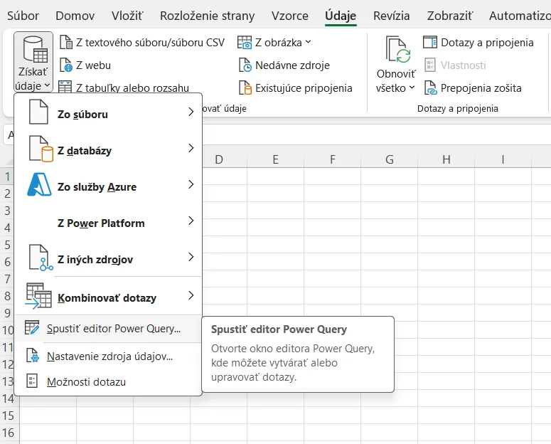 Pripojenie z Excelu k Valida REST API - 2 firma: krok 1
