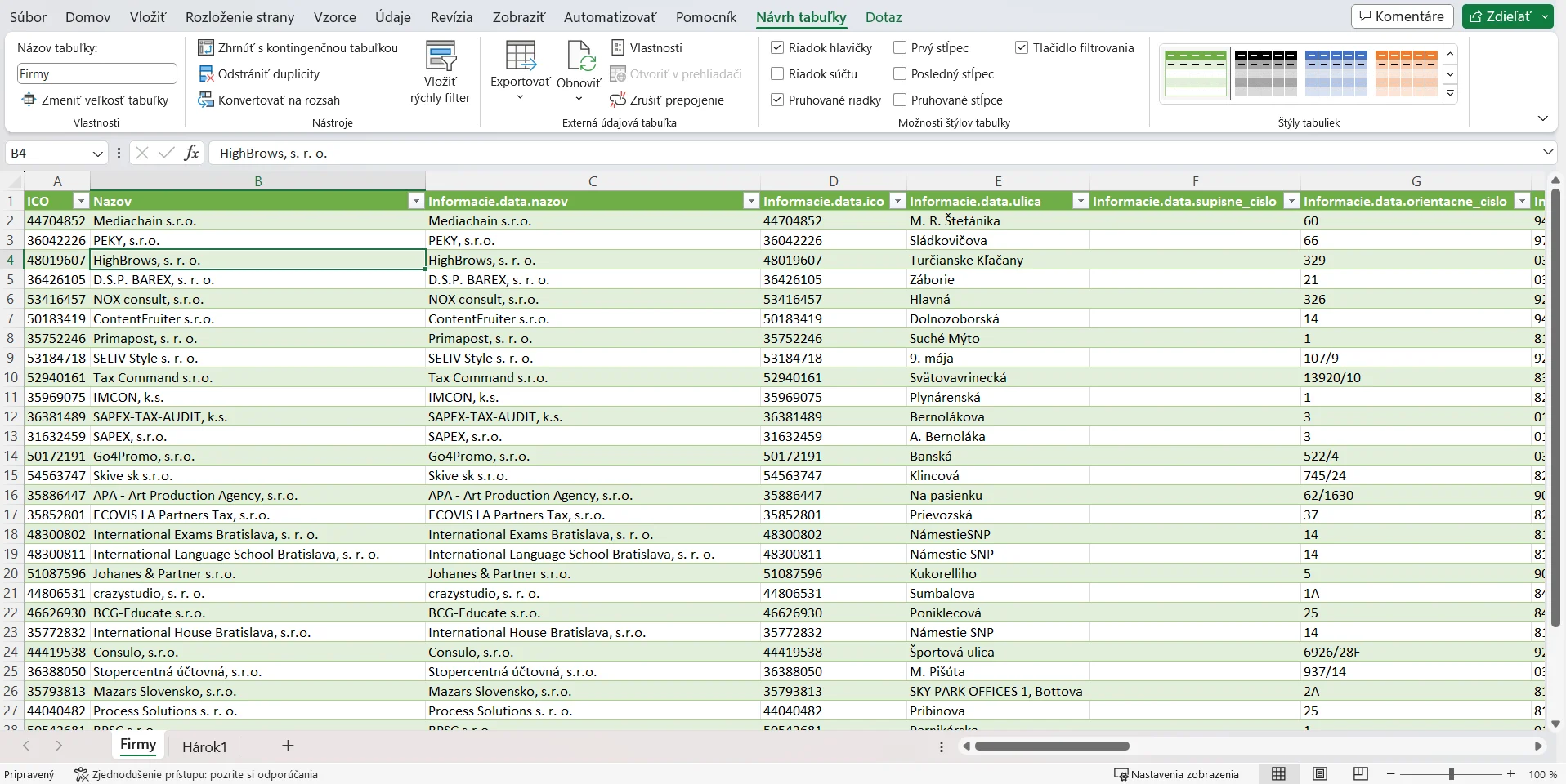 Pripojenie z Excelu k Valida REST API - 2 firma: krok 11